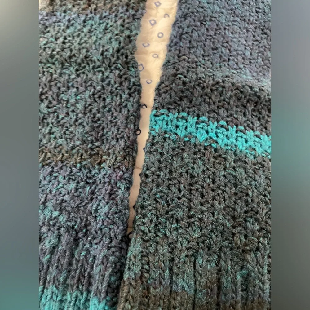 NIP Garnet Hill Teal/Blue Ombré Wool Blend Fingerless Gloves one size